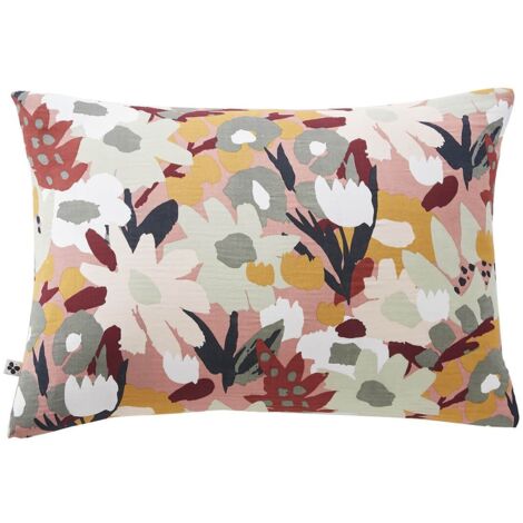 SARAH - Taie d'Oreiller 50x70cm Gaze de Coton Imprimé Rose Imprimé Floral