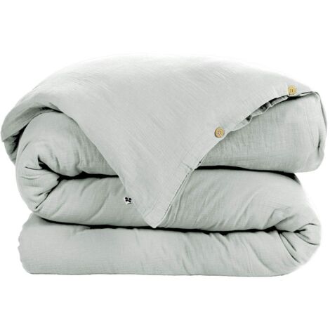OUREA - Housse de Couette 200x200cm Gaze de Coton Eucalyptus (1/2)