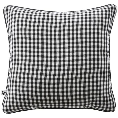 JOEL - Coussin Déhoussable 45x45cm Gaze de Coton Vichy Coloris Truffe (1/2)