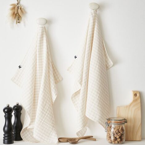 Lot De 2 Essuie-mains En Gaze De Coton OUREA 50x70 Cm - Couleur Terracotta, Lavables, écologiques