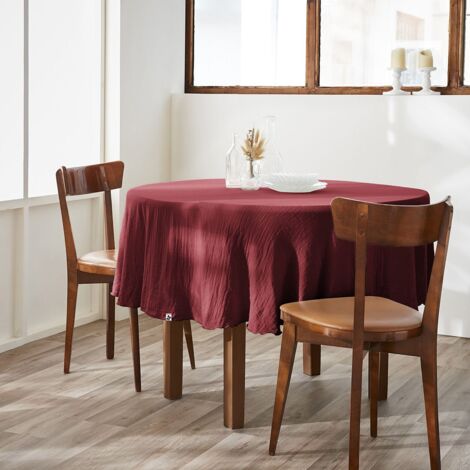 OUREA - Nappe Ronde Ø180cm Gaze de Coton Lin de vin (1/2)