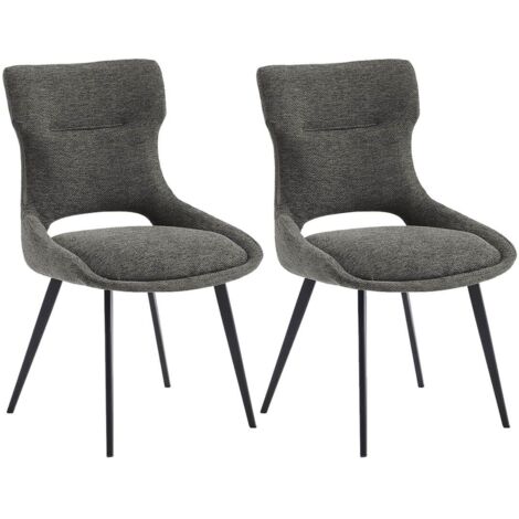 AMANDA - Lot de 2 Chaises Tissu Coloris Gris Anthracite (1/5)