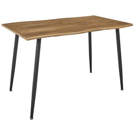 CAROLIE - Table de Repas Allongeable en MDF Aspect Chêne Clair Pieds Métal Noir (1/5)