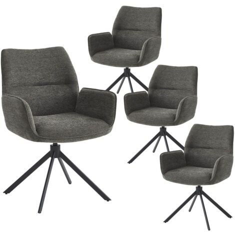 CARLOTTA - Lot de 4 Fauteuils de table Pivotants Tissu Coloris Gris Anthracite (1/5)