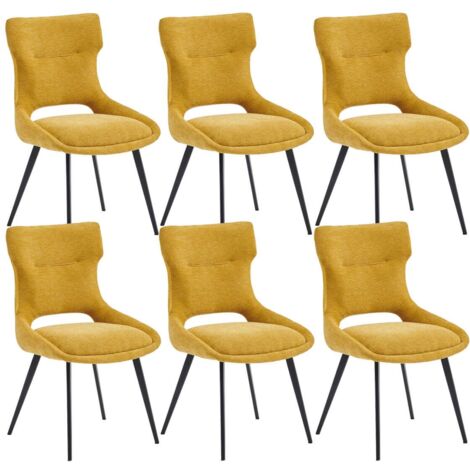 AMANDA - Lot de 6 Chaises Tissu Coloris Jaune (1/5)