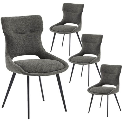 AMANDA - Lot de 4 Chaises Tissu Coloris Gris Anthracite (1/5)