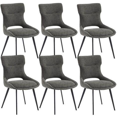 AMANDA - Lot de 6 Chaises Tissu Coloris Gris Anthracite (1/5)