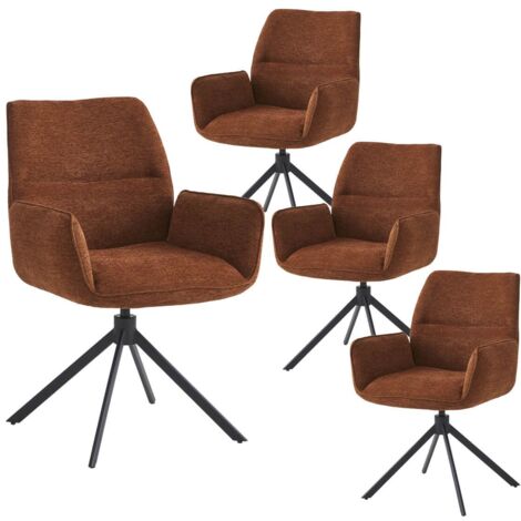 CARLOTTA - Lot de 4 Fauteuils de table Pivotants Tissu Coloris Terracotta (1/5)