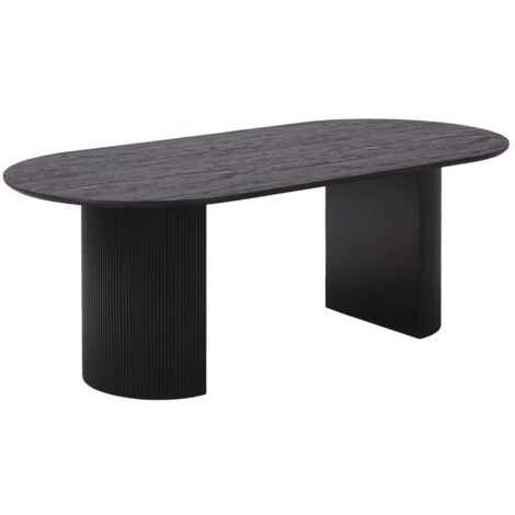 ANKARA - Table repas Ovale Pieds Relief MDF Effet bois foncé (1/5)