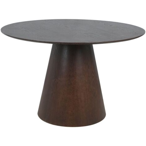 CARACAS - Table Ronde 120cm Pied Central MDF Placage Noyer (1/3)