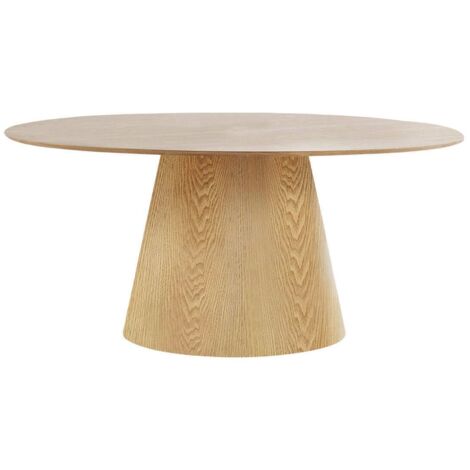 CARACAS - Table Ovale 160cm Pied Central MDF Placage Frêne (1/3)