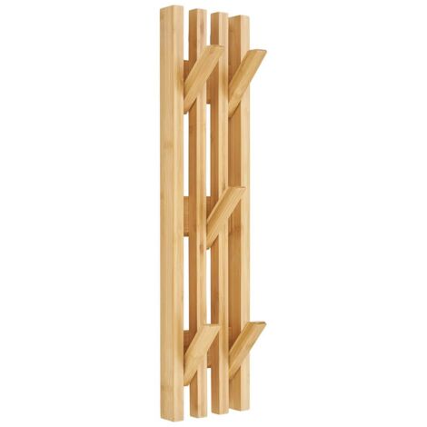 Altobuy – Portant mural en bambou massif – 5 patères mobiles rabattables – Dimensions 14 x 9,5 x H60cm – Charge maximale 20kg (1/5)