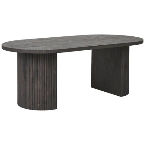 ANKARA - Table basse Ovale Pieds Relief MDF Effet bois foncé (1/5)