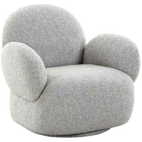 SWIVEL - Fauteuil en Tissu Bouclé Texturé Gris Clair Pivotant (1/4)