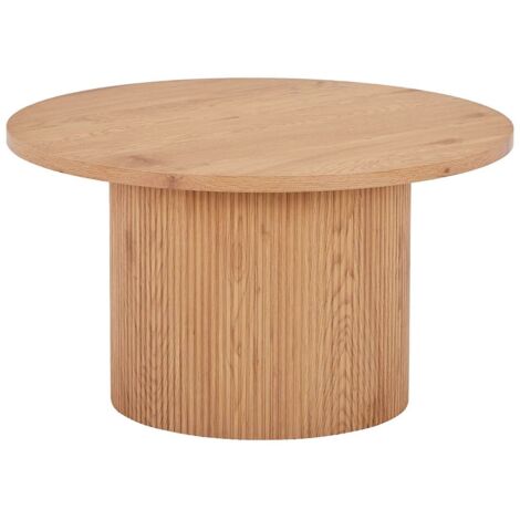 ANKARA - Table basse Ronde 80cm Pieds Relief MDF Effet bois naturel (1/3)