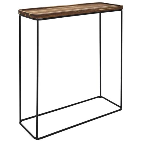 LIVIO - Console en métal filaire et plateau en acacia (1/4)