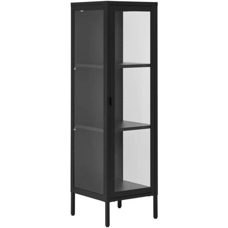 HENDRA - Vitrine 1 Portes Verre et Métal Noir H140cm (1/5)
