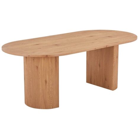 ANKARA - Table repas Ovale Pieds Relief MDF Effet bois naturel (1/4)