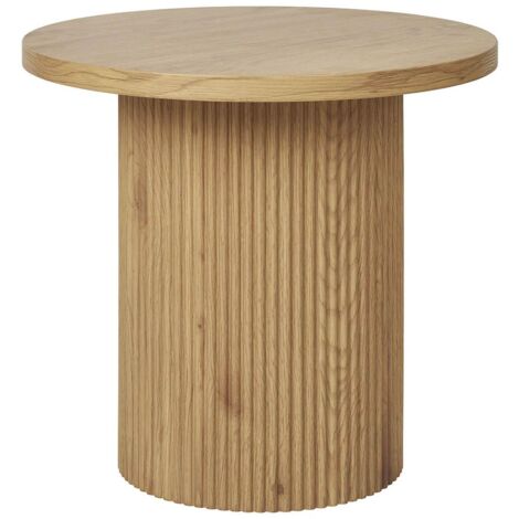 ANKARA - Table d'appoint Ronde Pied Central Relief MDF Effet bois naturel (1/5)