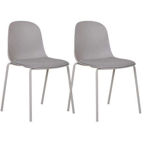LENA - Lot de 2 Chaises Coque Polyester et Pieds Métal Gris Assise Mousse et Tissu (1/5)