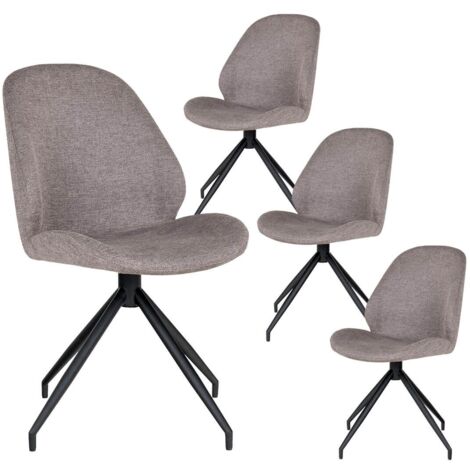 GAYA - Lot de 4 Chaises Incurvées Pivotantes Tissu Chiné Taupe (1/5)