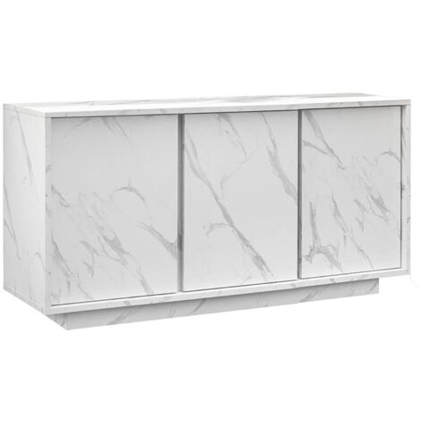 PIRALIA - Buffet 3 Portes Aspect Marbre Blanc (1/3)