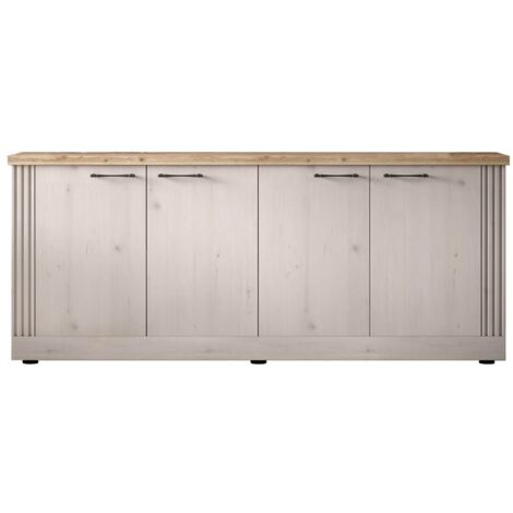 NASHVIL - Buffet 4 Portes Aspect Chêne Blanchi et Chêne clair (1/5)