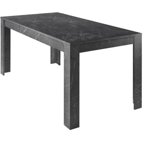 PIRALIA - Table Repas Extensible Aspect Marbre Gris Anthracite (1/4)
