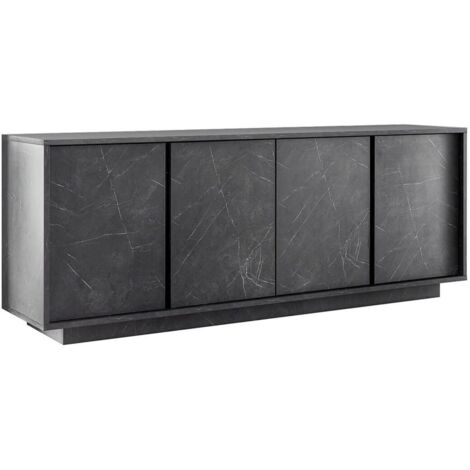 PIRALIA - Buffet 4 Portes Aspect Marbre Gris Anthracite (1/3)