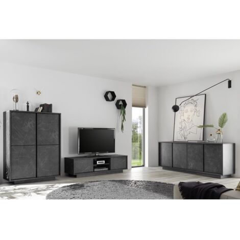 PIRALIA - Ensemble Salon Aspect Marbre Gris Anthracite (1/5)