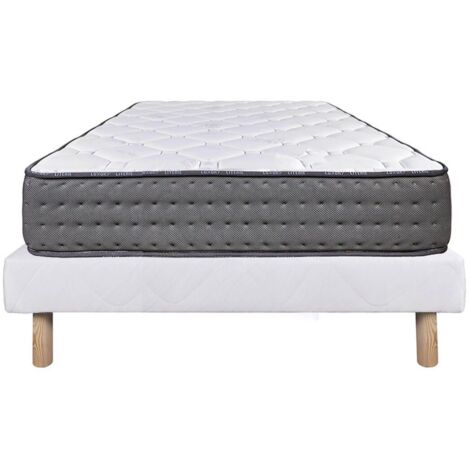 ZENITH - Ensemble Matelas Mousse Ep.20cm + Sommier Tapissier Blanc 90x190 cm (1/5)