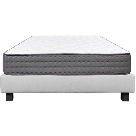 ZENITH - Ensemble Matelas Mousse Ep.20cm + Sommier Tapissier Gris 140x200 cm (1/5)