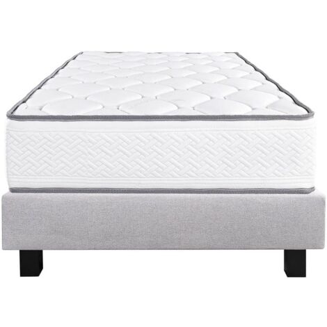 IZAC - Ensemble Matelas Mousse Ep.20cm + Sommier Tapissier Gris 90x190 cm (1/5)