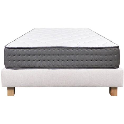 ZENITH - Ensemble Matelas Mousse Ep.20cm + Sommier Tapissier Beige 90x190 cm (1/5)