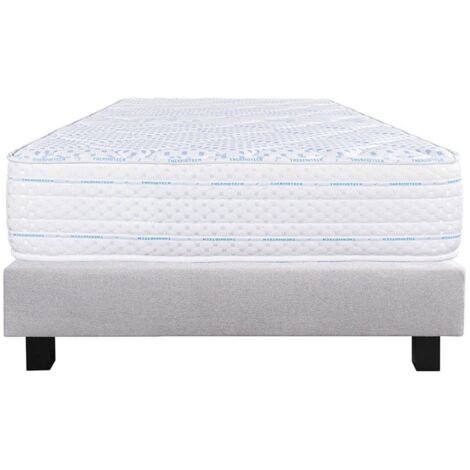 THELIO - Ensemble Matelas Mousse Ep.24cm + Sommier Tapissier Gris 90x190 cm (1/5)