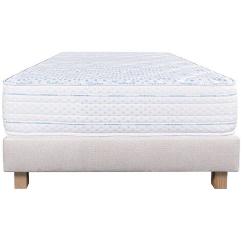 THELIO - Ensemble Matelas Mousse Ep.24cm + Sommier Tapissier Beige 90x190 cm (1/5)