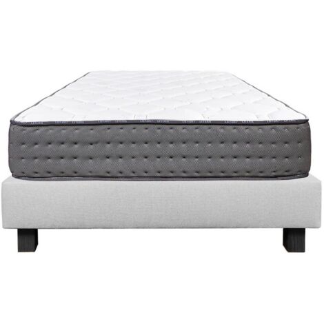 ZENITH - Ensemble Matelas Mousse Ep.20cm + Sommier Tapissier Gris 90x190 cm (1/5)