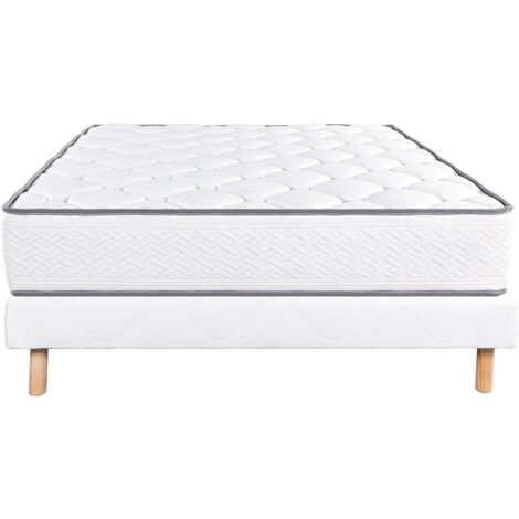 IZAC - Ensemble Matelas Mousse Ep.20cm + Sommier Tapissier Blanc 160x200 cm (1/5)