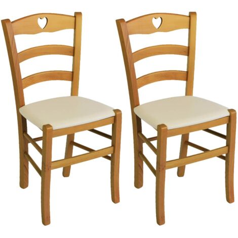 NAPLES - Lot de 2 Chaises Teinté Chêne et Assises en PVC Ivoire (1/3)
