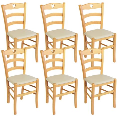 NAPLES - Lot de 6 Chaises Naturelles et Assises en PVC Ivoire (1/3)