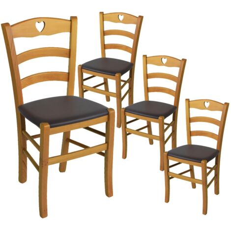 NAPLES - Lot de 4 Chaises Teinté Chêne et Assises en PVC Moka (1/2)