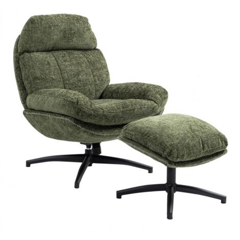Altobuy – Fauteuil pivotant inclinaison réglable avec repose-pieds en tissu polyester – Hauteur d'assise 47 cm – Densité assise 30 kg/m3 (1/4)