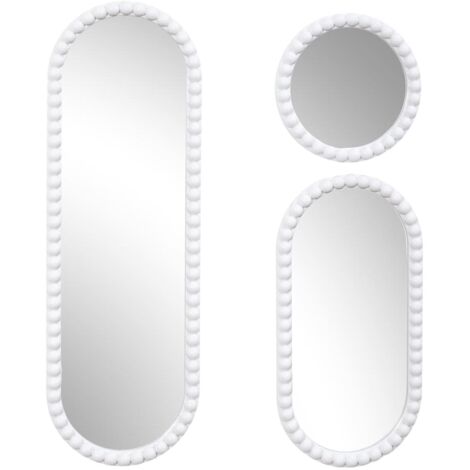 Lot de 3 Miroirs Blanc 75x25 cm / 49x25 cm / Ø25 cm (1/5)