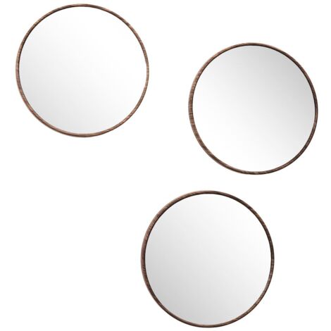 Enssemble de 3 Miroir Ø26 cm Imitation Bois (1/5)