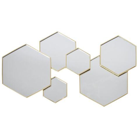 Miroir Hexagonal Doré Décoratif (1/3)