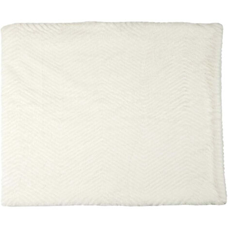 Plaid Ultra Doux 120x150cm Imitation Fourrure Blanche Motifs Géométriques (1/3)
