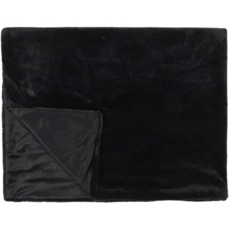 Plaid Ultra Doux 120x150cm Imitation Fourrure Noire (1/4)