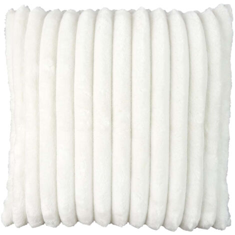 Coussin Ultra Doux Flanelle Côtelé 40x40cm Blanc Déhoussable (1/3)