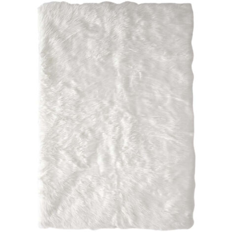 Tapis Rectangulaire 115x170cm Imitation Fourrure Blanche (1/3)
