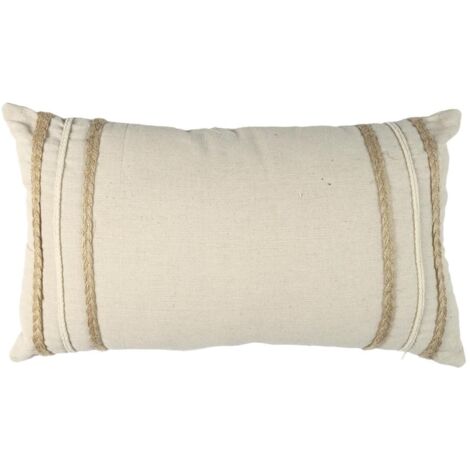 Coussin Beige et Blanc Tressé 30x50cm (1/5)
